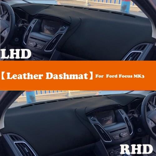 Leather Dashmat Accessories Car-Styling Dashboard Covers Pad Dash Mat Sunshade For Ford Focus 3 MK3 2012 2013 2014 2015-2018
