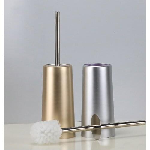 Creative Nordic Style Toilet Brush Holder Golden Flexible Soft Bristles Toilet Brush Set Floor Type Free Installation