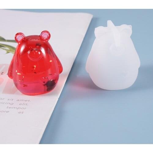 Crystal Silicone Mold Cute Animal Bear Cartoon Table Dec Mirror Resin Mold Handmade Craft DIY Jewelry Making Casting Accessaries