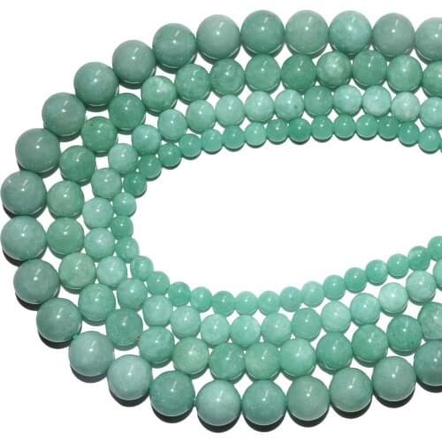 Natural Green Angelite Stone Round Loose Spacer Beads For Jewelry Making Charm DIY Necklace Bracelet Material 6 8 10 12mm