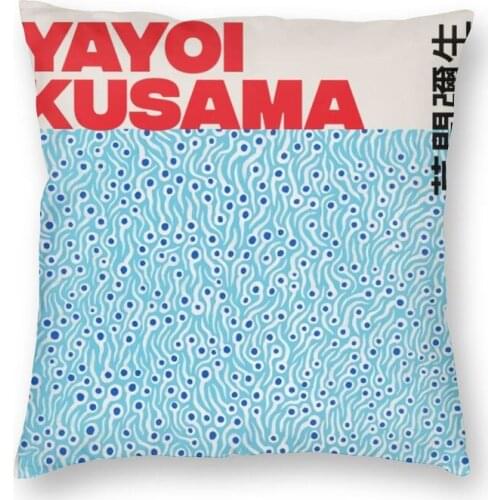 Abstract Blue Yayoi Kusama Square Pillowcover Home Decorative Modern Art Cushions Throw Pillow for Car Double-sided Printing