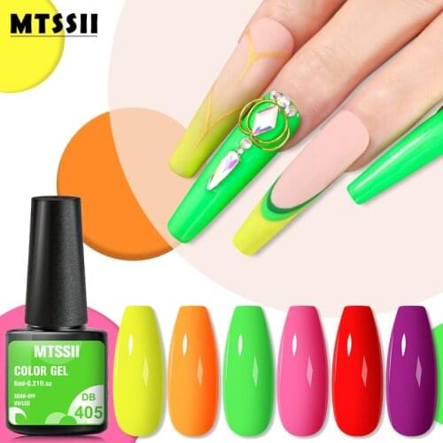 Mtssii 6ml Fluorescent Color Nail Gel Polish UV LED Gel Varnish Manicure Semi-Permanent Soak Off Gel Varnish Nail Art Design