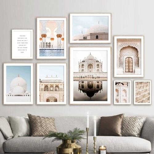 Taj Mahal Abu Dhabi Mosque Amber Fort Wall Art Canvas Painting Nordic Posters And Prints Wall Pictures For Living Room Decor