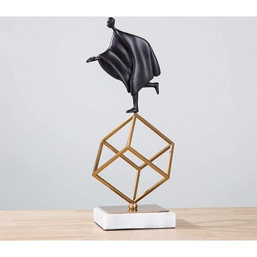 Natural Marble Simple Modern Figure Ornament Resin Home Office Coffee Shop Ornament (A-5.9x15 in)