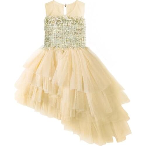 New Baby Girls Dresses Children Irregular Sleeveless Lace Tulle Party Graduation Dress Formal Kids Ball Gown Vestido