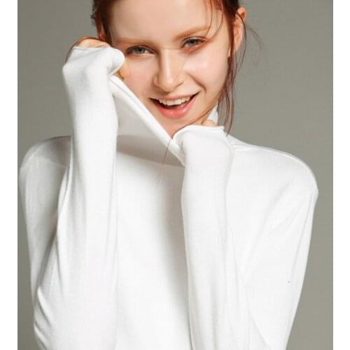 Autumn and winter new womens turtleneck sweater long-sleeved shirt solid color loose inside the knit bottoming shirt