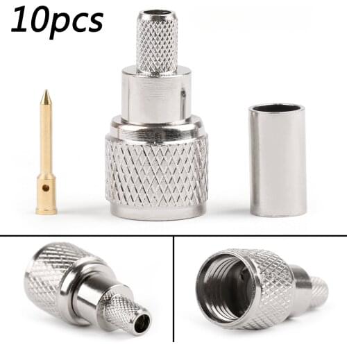 Artudatech 10Pcs Mini-UHF Male Crimps Connector For RG-58/U Cable Motorola Radio Antenna Jack Plug Parts