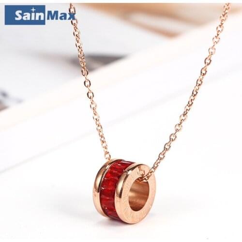 Sainmax 2020 New Stainless Steel Necklace with Crystal for Women and Girls Fashion Jewelry Necklaces of Gifts