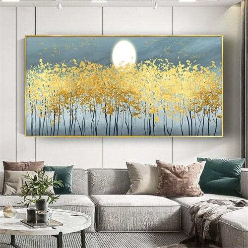 100% Hand Painted Oil Painting Abstract Trees Canvas Paintings Art Wall Modern living room Decor Frameless picture Free shipping