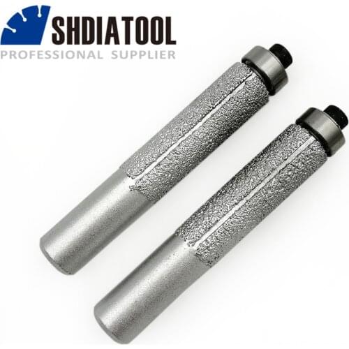 SHDIATOOL (No.2) 2PK Straight Cutter With Bear Vacuum Brazed Diamond Router Bits With 1/2" Shank Granite Marble edge profiling