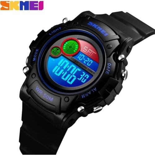 SKMEI NEW Style Waterproof Kids Watch Fashion Plastic Case Alarm Wristwatch Boys Girls Led Digital Children Watches 1477 Reloj