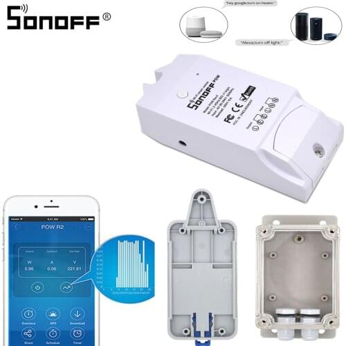 SONOFF POW R2 15A 3500W Wifi Smart Switch Remote Control Power Meter/Comsumption Enery Monitoring Work with Google Home Alexa