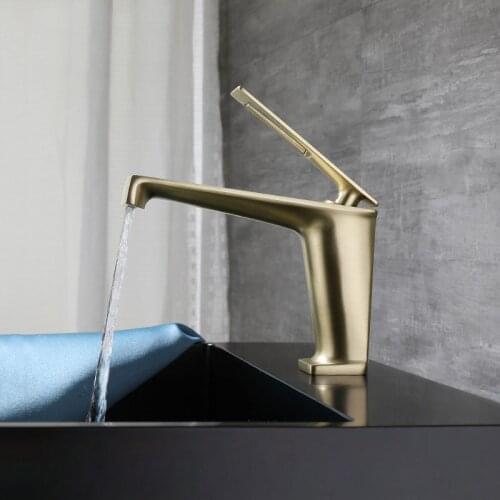 Basin Faucet Brush Gold Brass Bathroom Mixer Faucet Hot and Cold Single Hole Basin Crane Taps Sink Mixer Tap Wash Basin Torneira