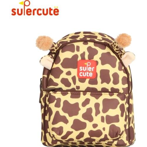 SUPERCUTE childrens backpack cartoon animal Giraffe 3D style school backpack 1-6 Years Ultralight Breathable kids school bags