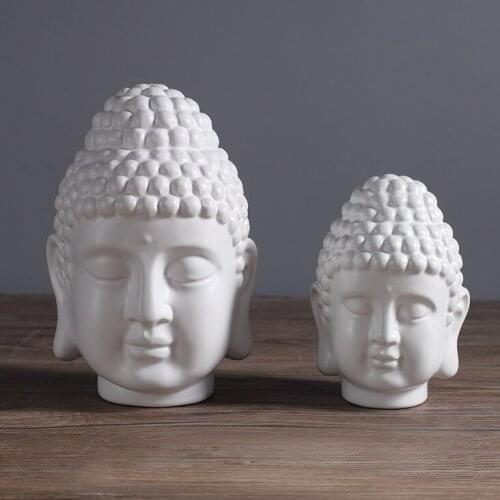 Japanese zen Buddha head store porch table household living room cabinet study soft decoration ceramic Buddha statue Home dies