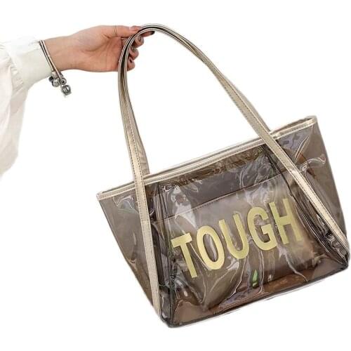 2020 women Transparent Bag Pvc Letters Sliver beach Bag for Women Small Clutch Bag Composition bags Summer Bag Shopping bags