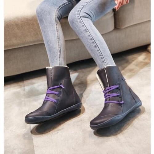 Winter shoes Add wool warm Leather Boots Women Large size Casual Boots Women Snow Boots footwear boots for women black boots