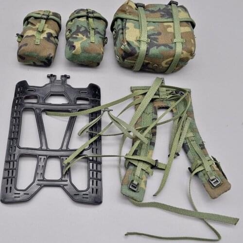 1/6 Soldier Model US Army Carrying System Jungle Strap Back Frame Carrying Bag Magazine Bag Model for 12 inch action figure