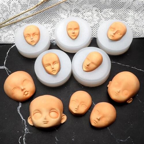 10 Types Soft Clay Silicone Mold Tools 3D Baby Face Shape Universal Fondant Cake Mould Plaster Candle Mold for Candle Making