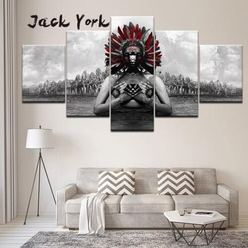 Canvas Painting Statue of god in the water 5 Pieces Wall Art Painting Modular Wallpapers Poster Print for living room Home Decor