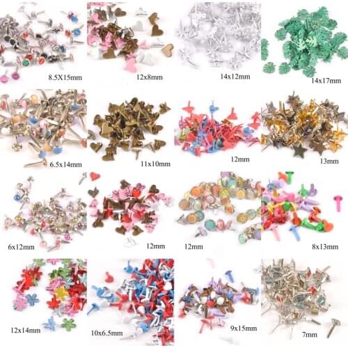 50PCs 6.5-15mm Metal Mix Heart Brads Garment Rivets Fastener DIY Scrapbook Crafts For Bag Shoes Decoration Embellishments c1926