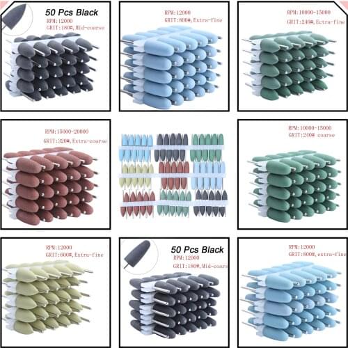 50pcs Dental Polishing Polisher Tooth Polish Silicone Rubber Polisher Nail Drill Milling Cutter Handpiece Grinding Machine Tools