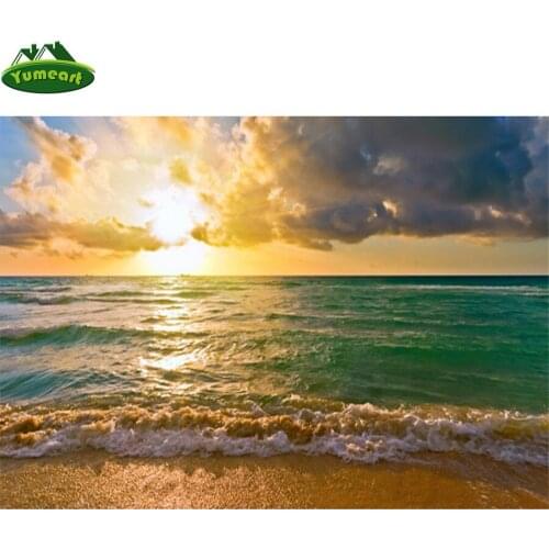 5D Diy Diamond Painting by Number Picture of Rhinestones Diamond Embroidery Cross Sunrise Sea View Landscape Crystal Mosaic Kits