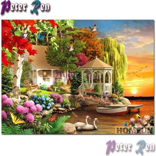 5d landscape Diamond Painting Embroidery Villa sunset animal Square round Mosaic Cross stitch Rhinestone Living room decoration