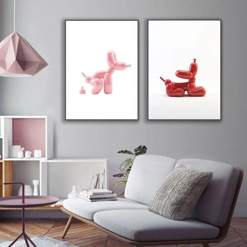 Abstract Cartoon Funny Balloon Dog Poster Wall Art Decor Accessories Toilet Home Bathroom Kids Room Decor Canvas Painting