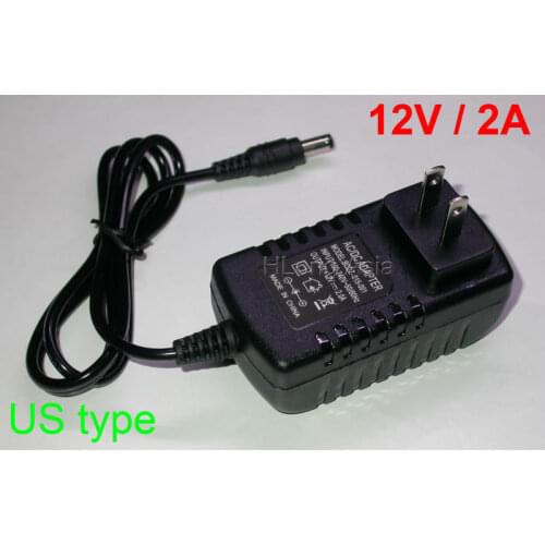 US plug type Power adapter for CCTV cameras AC100-240V input / DC12V 2A (max) output