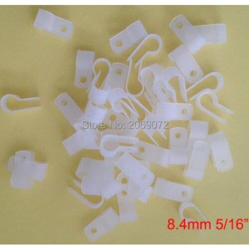 Various Size 5/16'' 100pcs White Nylon Cable Clamp Car Audio Wire Clip Hose Mounts