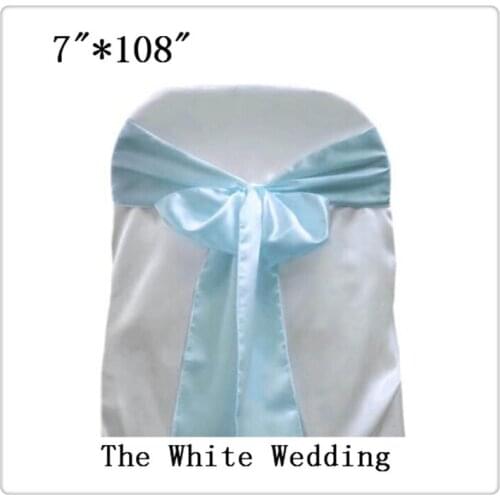 Free Shipping 100 pcs baby blue Color Chair bows for Wedding Decoration