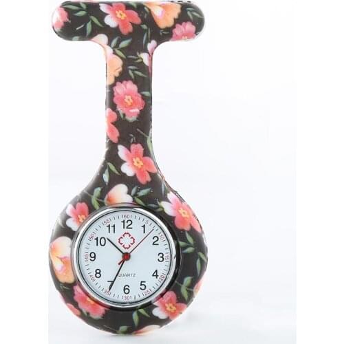 Women nursing watch Arabic Numerals Round digital clip on Silicone Nurses Brooch Tunic Fob Watches Nurse Pocket Watch