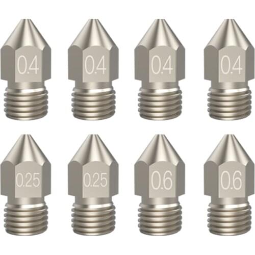 CREALITY 3D Printer Part 8PCS Copper Alloy High-end Nozzles 0.4mm 0.25mm 0.6mm Nozzle Diameter for Ender-3 Series CR-10 CR-6 SE