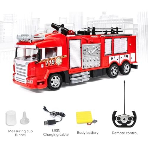 Roclub RC Fire Truck Toys For Children Mixing Crane Water Spouting Engineering Truck Remote Control Dump Car Kids Christmas Gift