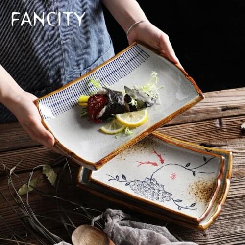 FANCITY Home dishes, restaurant trays, rectangular sushi plates, individual ceramic plates