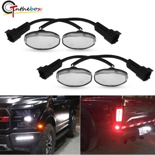 Gtinthebox Amber & Red Full LED Side Marker Lights For 2010-2014 Ford Raptor Front Side Marker Light and Rear Sidemarker Light