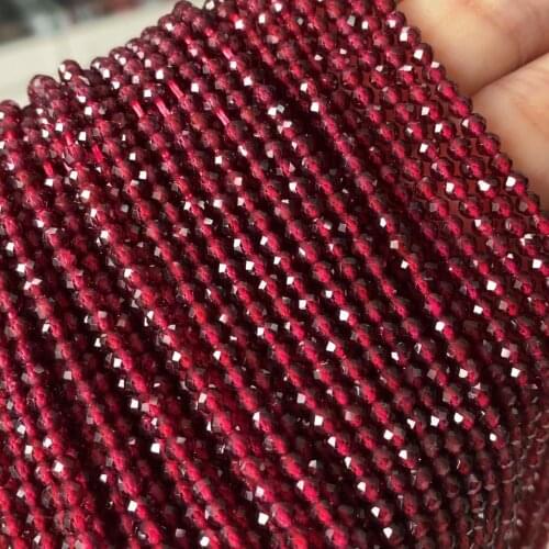 Natural Garnet Faceted Beads 3mm Cutting Loose Wine Red Garnet Beads for Jewelry Making