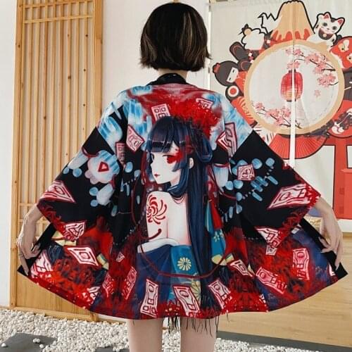 Kimono Women Yukata Japanese Clothes Summer Asian Streetwear Print Kimono Cardigan Shirt Women Japanese Robe Haori Kimonos 31198