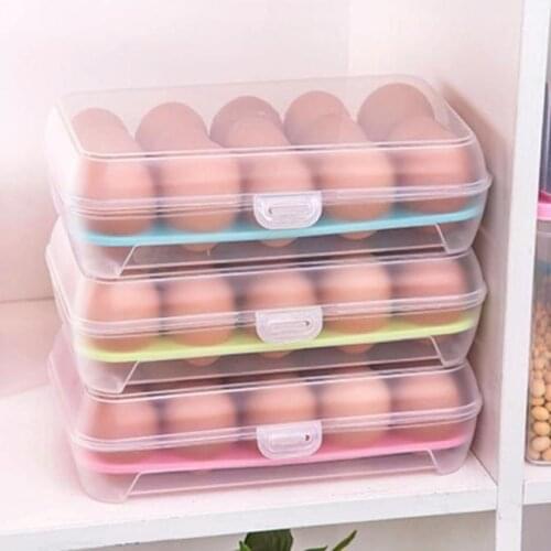 Refrigerator Food 15 Eggs Storage Container Single Layer Plastic Box for Home Kitchen