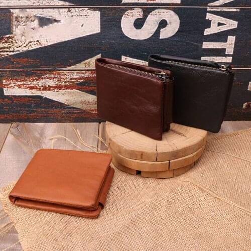 New Korean fashion Men Wallet Short Business Retro Mans Wallet Multi-card Rfid anti-theft brush purses genuine leather wallets