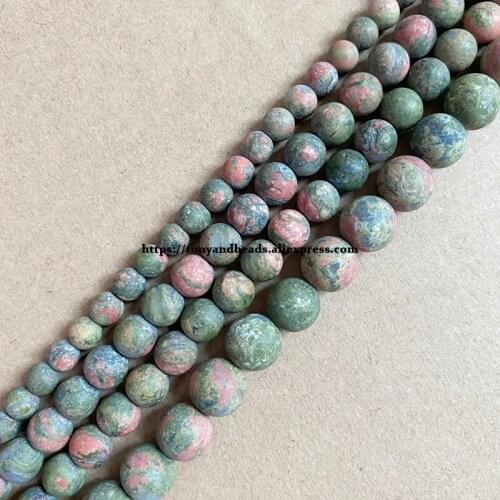 Natural Stone Matte Unakite Round Loose Beads 15" Strand 4 6 8 10 12MM Pick Size For Jewelry Making DIY