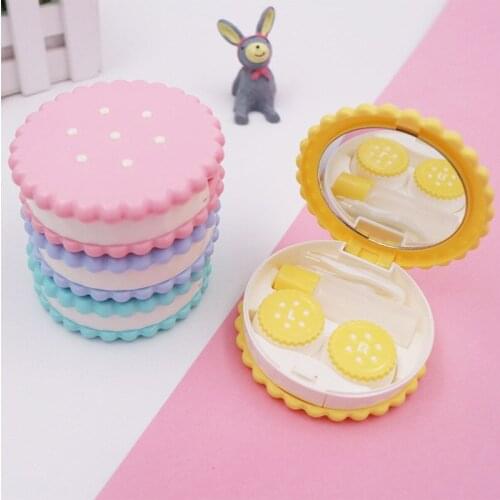 Cartoon Cute Cookie Glasses Double Contact Lenses Box Contact Lens Case For Eyes Care Kit Holder Container Gift 4 Colors