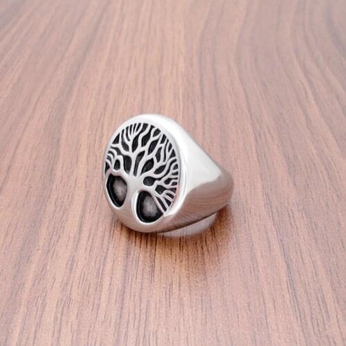 Free Shipping Punk 316L Stainless Steel Tree of Life Signet Ring Classic Mens Viking Amulet Rings Nordic Jewelry