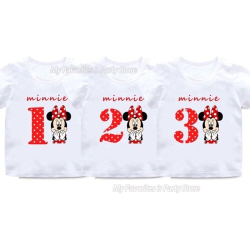Disney Baby Girl Clothes Minnie Mouse Cotton T-Shirt Toddler Kid Summer Shirt Letter Printed Tops Child Cute Cartoon Shirt Gift