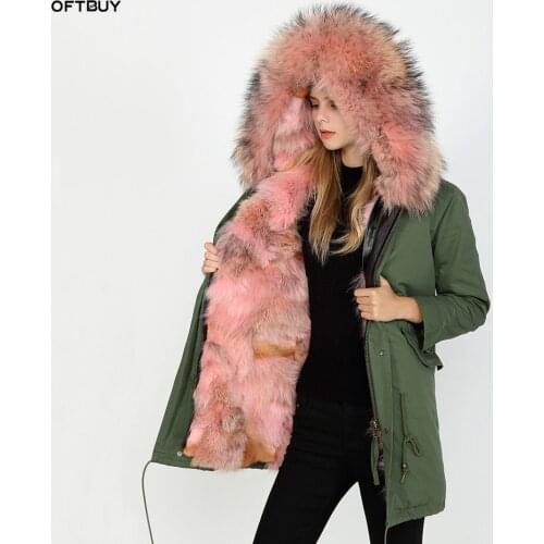 Parkas for women jacket winter outerwear 2020 new fashion real wolf fur coat detachable parka with natural raccoon fur collar