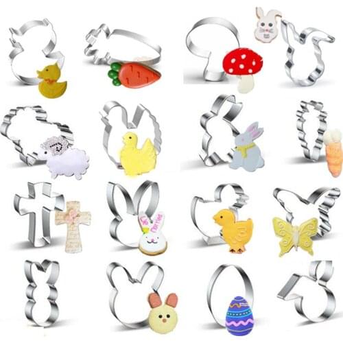 Easter chicken sheep rabbit egg butterfly metal cookie cutters party Biscuit mold fondant cake Pastry decor cupcake topper