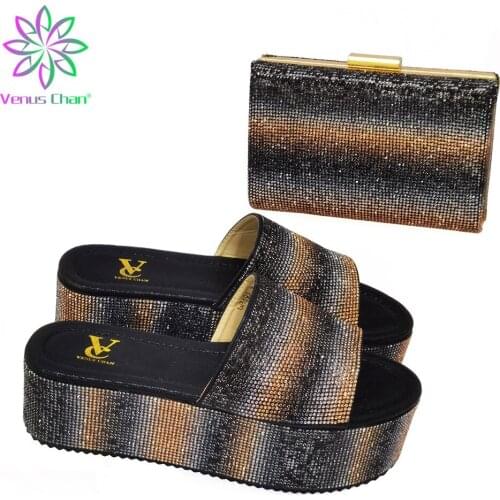 Latest Design Shoes and Bag for Party Wedding Plus Size Women Shoes 42 Women Italian Shoes with Matching Bag Slip on Party Pumps