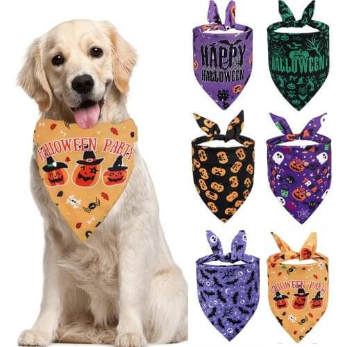Pet Dog Cat Neck Scarf Collar Happy Halloween Decoration pet Triangle Scarf Dog Bibs Saliva Towel Medium Large Dog Accessories