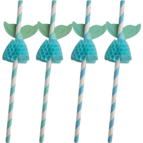 50pcs per lot Disposable Food Grade Paper Straws Mermaid Honeycombs tableware birthday wedding party decor